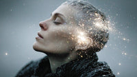 A Person S Face Fills Much Of The Frame And A Cosmic Effect Is Superimposed Over Their Head Creating An And Surreal Portrait — Stock Photo