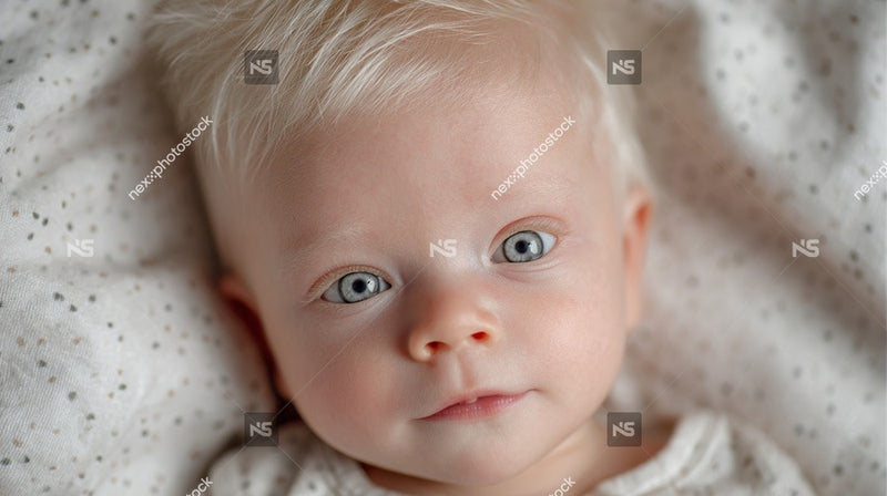 A Baby With Blue Eyes Is The Central Focus Of This Image Captured In A Close Up Shot — Stock Photo