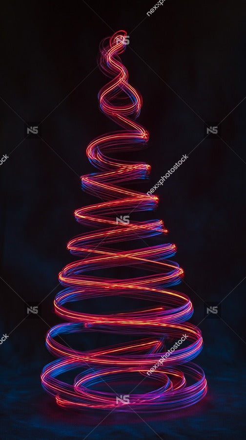 A Red Spiral Light Art Sculpture With A Curved Top Set Against A Dark Background — Stock Photo