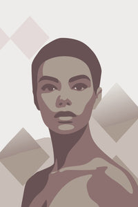 A Woman S Portrait With Short Hair Captured In A Close Up Shot Against A White Background — Stock Vector