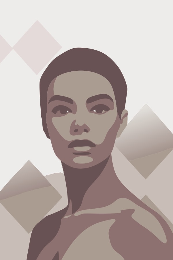 A Woman S Portrait With Short Hair Captured In A Close Up Shot Against A White Background — Stock Vector