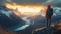 A Person Stands On A Mountain Peak Gazing Out Over A Scenic Landscape During Sunset — Stock Photo