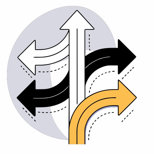 Displays A Graphic Design A Collection Of Arrows In Various Directions Each Connected By Curved Lines — Stock Vector