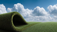 Two Image Composite Of A Tunnel Made From Grass Set Against A Backdrop Of A Blue Sky With White Clouds — Stock Photo
