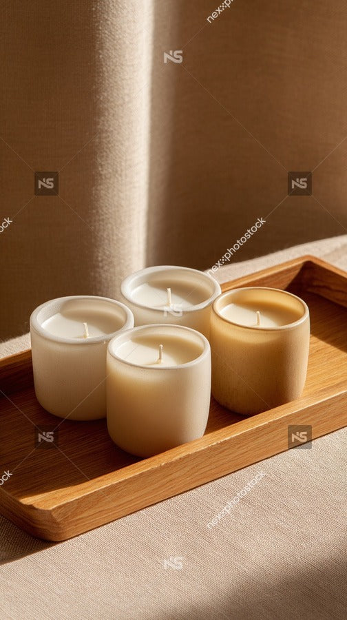 A Tray With Four Candles Is Visible — Stock Photo