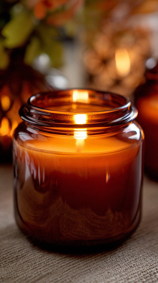 Amber Jar Candle — Stock Photo