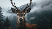 A Majestic Deer Stands Amidst A Serene Forest Its Antlers Reaching Towards The Sky — Stock Photo
