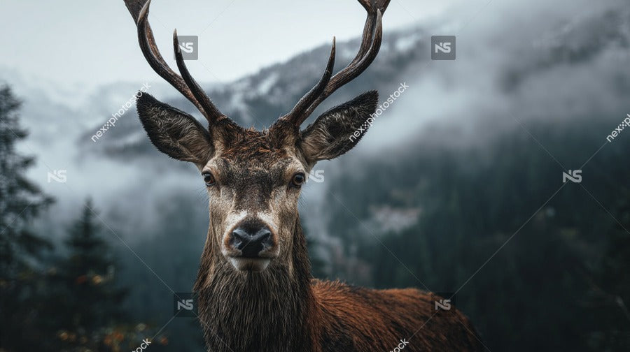 A Majestic Deer Stands Amidst A Serene Forest Its Antlers Reaching Towards The Sky — Stock Photo