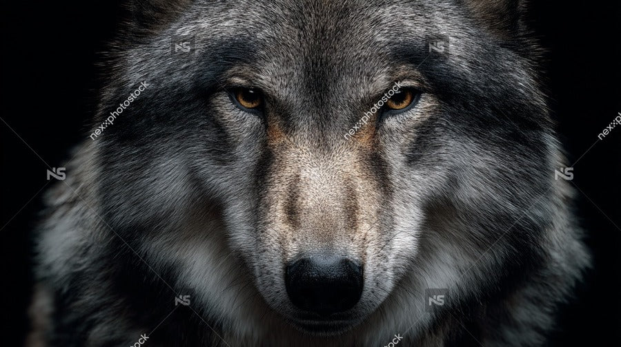 A Wolf With A Striking Gaze Captured In A Close Up Shot Against A Dark Background — Stock Photo