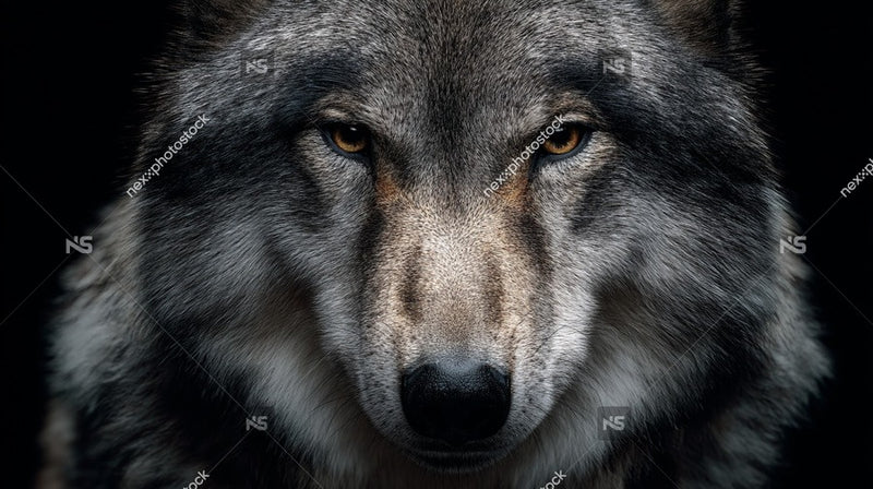 A Wolf With A Striking Gaze Captured In A Close Up Shot Against A Dark Background — Stock Photo