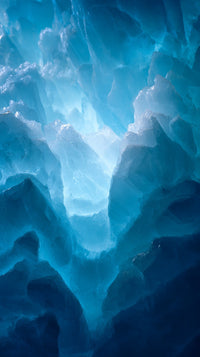 Icy Blue Glacier Cave With Icy Blue Ice Formations And A Clear View Of The Sky Through The Opening — Stock Photo