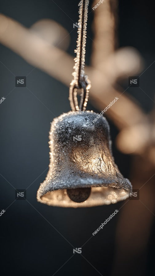A Bell With A Chain Hanging From It Suspended From A Branch — Stock Photo