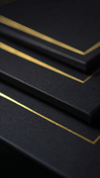 Luxury Business Cards With Gold Foil Accents And Black Background — Stock Photo