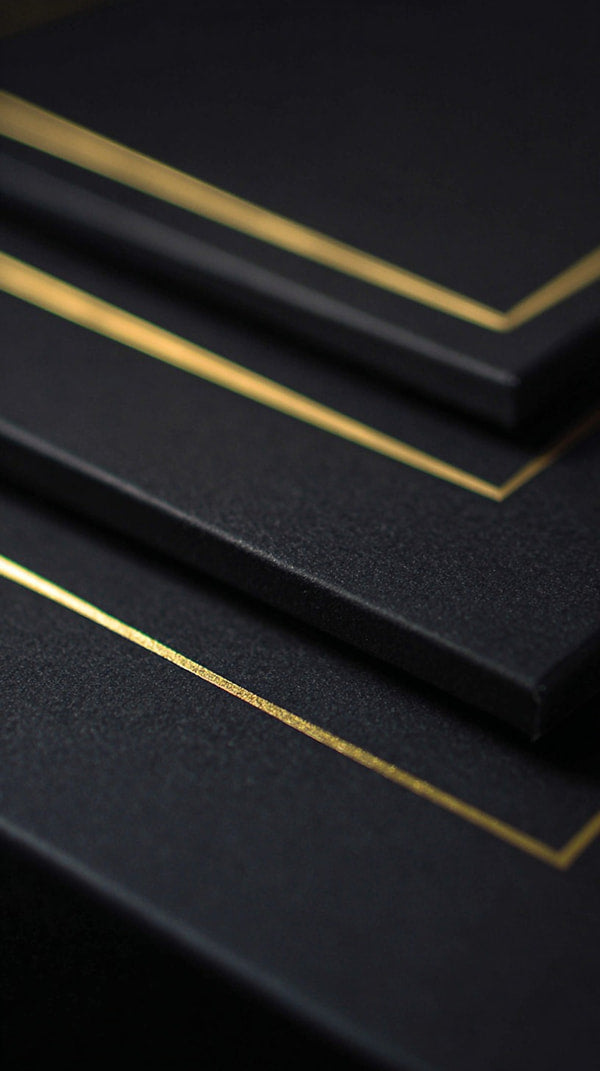 Luxury Business Cards With Gold Foil Accents And Black Background — Stock Photo