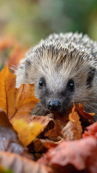 Hedgehog Peeking Through Autumn Leaves — Stock Photo