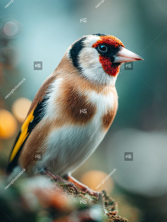 Features A Bird Perched On A Branch Exhibiting Vibrant Colors And A Striking Red Head — Stock Photo