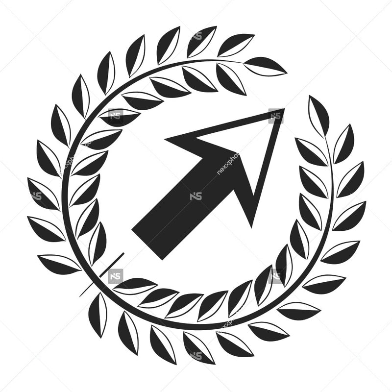 Laurel Wreath With Arrow Icon — Stock Vector