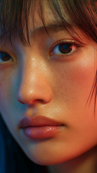 A Close Up Portrait Of A Woman With Striking Features Captured In A Studio Setting — Stock Photo