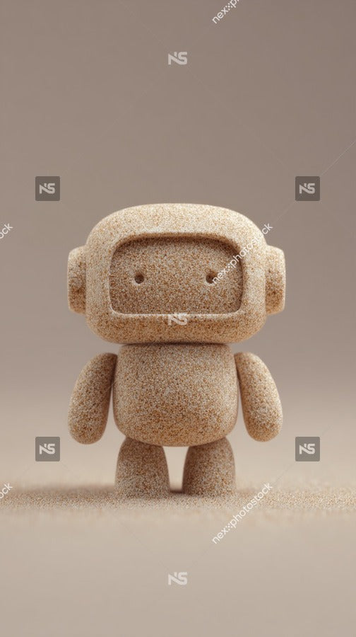 A Toy Robot Stands On A Sandy Surface Positioned In The Center Of The Image — Stock Photo