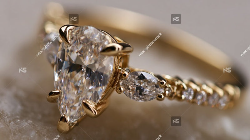 A Gold Diamond Ring With A Heart Design Prominently Displayed In The Center Of The Image — Stock Photo