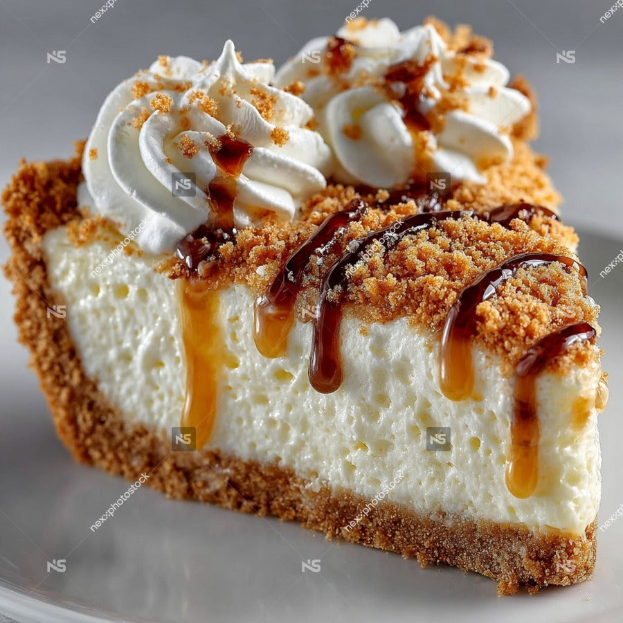 Two Slices Of Cheesecake With Whipped Cream And Caramel Drizzle On A White Plate — Stock Photo