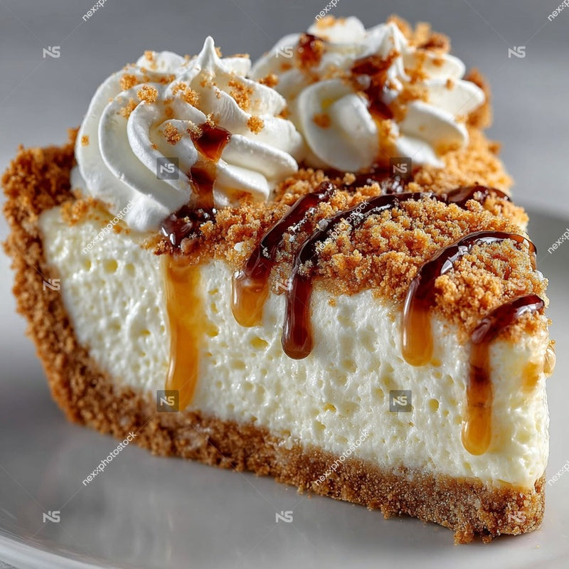 Two Slices Of Cheesecake With Whipped Cream And Caramel Drizzle On A White Plate — Stock Photo