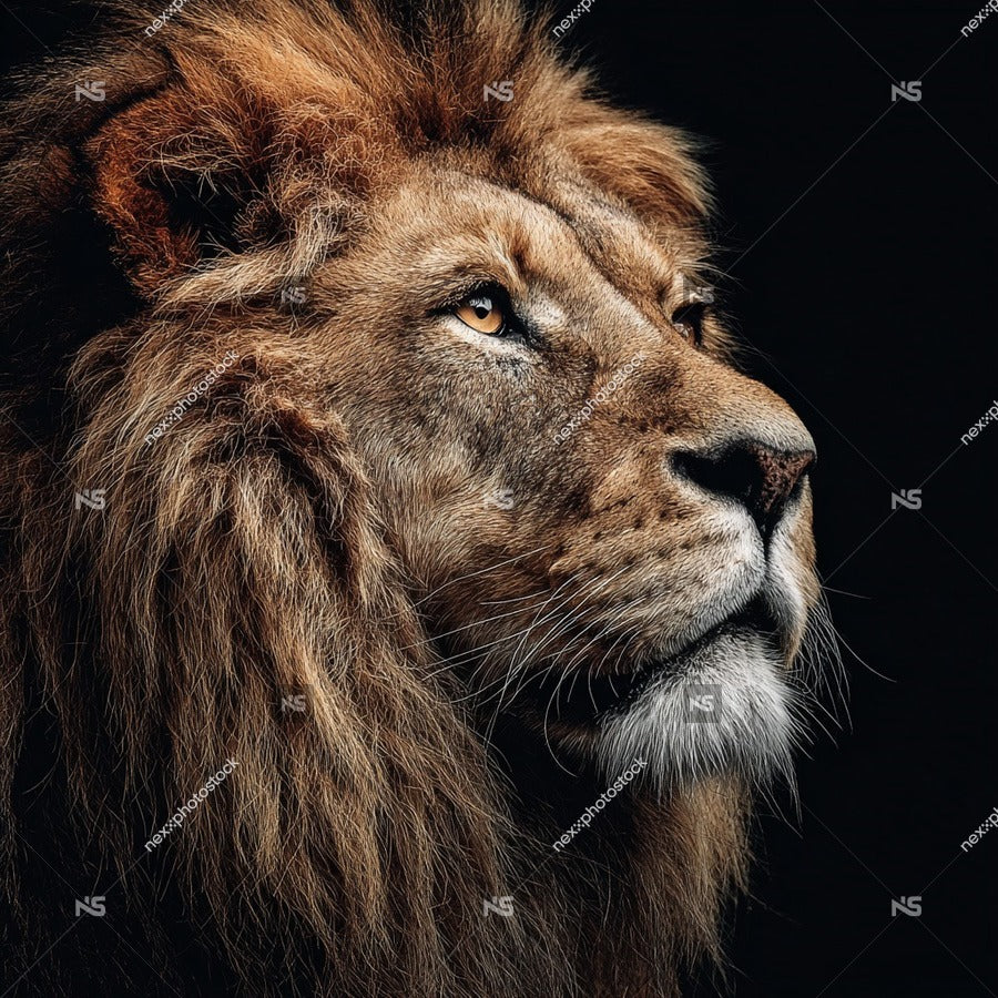 Lion Portrait With A Close Up View Of Its Face Showcasing The Animal S Powerful Features And Intense Gaze — Stock Photo