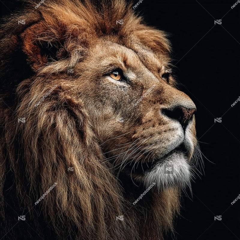 Lion Portrait With A Close Up View Of Its Face Showcasing The Animal S Powerful Features And Intense Gaze — Stock Photo