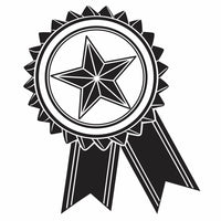 A Black And White Ribbon With A Star Symbol In The Center Resembling An Award Recognition Emblem — Stock Vector