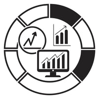 Displays A Stylized Icon Representing A Business Dashboard With Various Elements Commonly Associated With Financial And Performance Analysis — Stock Vector