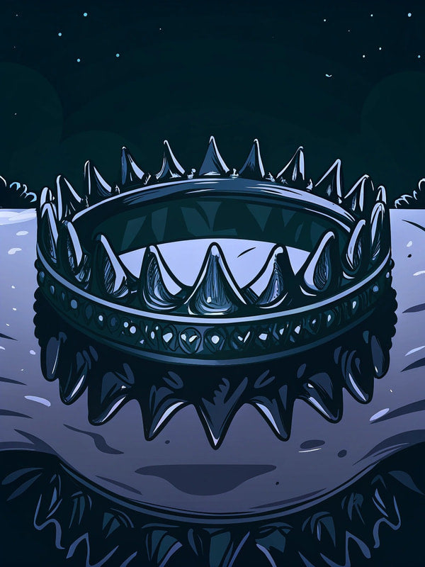 Dark Fantasy Themed Illustration Of A Crown With Spikes Set Against A Night Sky Background — Stock Illustration