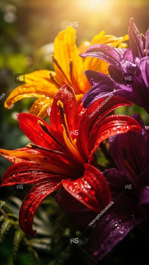 Vivid Flowers With Raindrops — Stock Photo