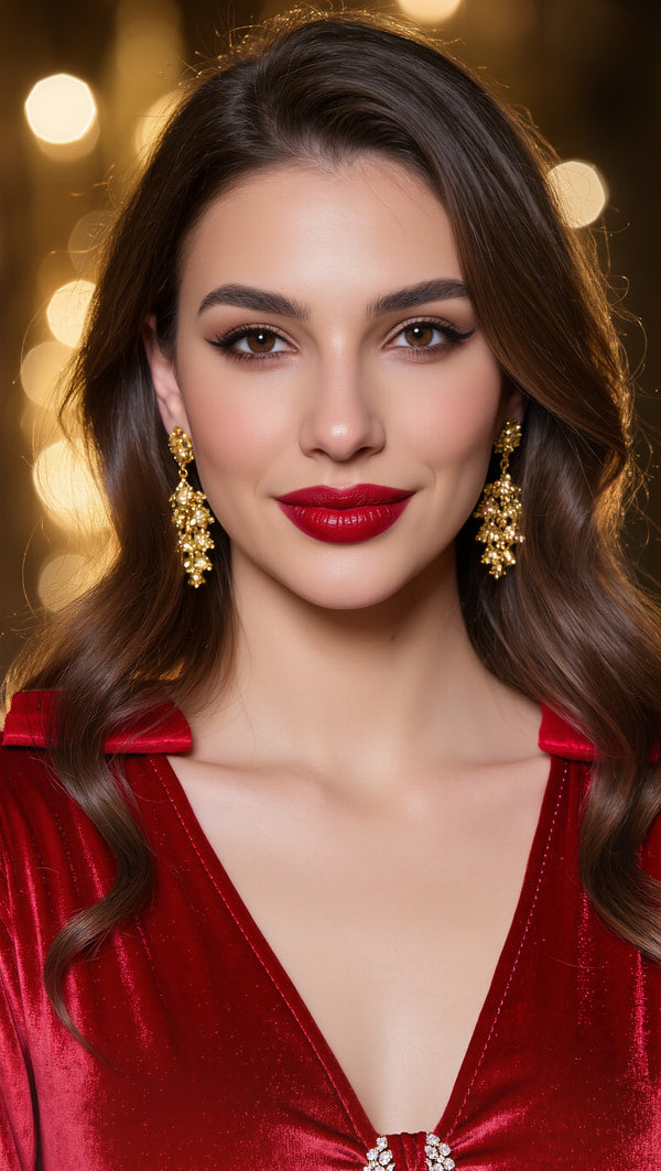 A Woman In A Vibrant Red Dress Is The Central Focus Of This Image — Stock Photo
