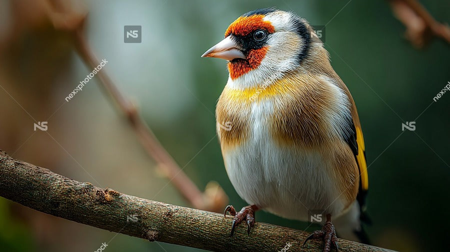 A Small Bird Perched On A Branch With A Red Head And Yellow Body — Stock Photo