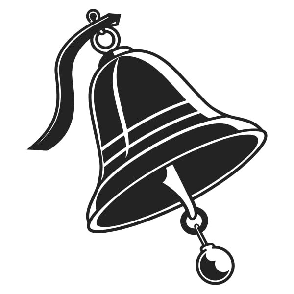 A Black And White Illustration Of A Bell With A Chain Hanging From A Hook — Stock Vector
