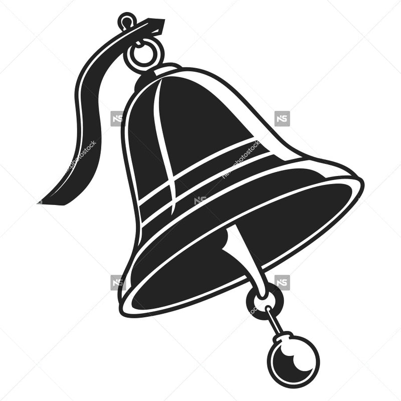 A Black And White Illustration Of A Bell With A Chain Hanging From A Hook — Stock Vector