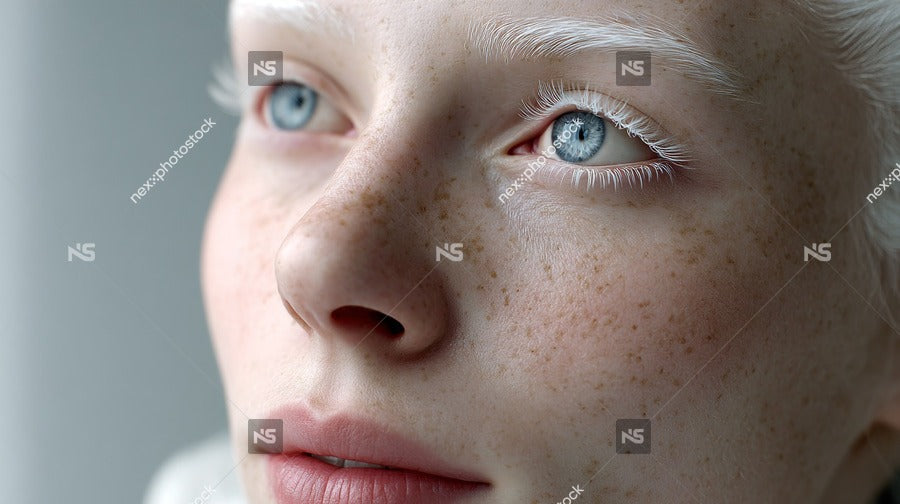 A Woman With Striking Blue Eyes Gazes Directly Into The Camera Creating An Intense And Portrait — Stock Photo