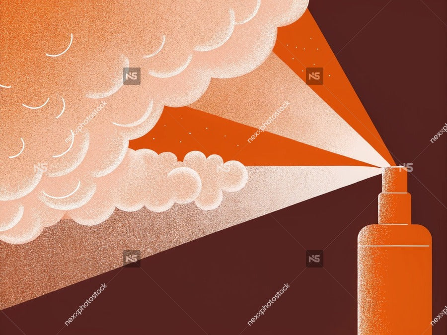 Illustration Of A Vintage Style Poster An Orange Factory With Smoke And Clouds Emanating From Its Top Set Against A Red Sky Background — Stock Illustration