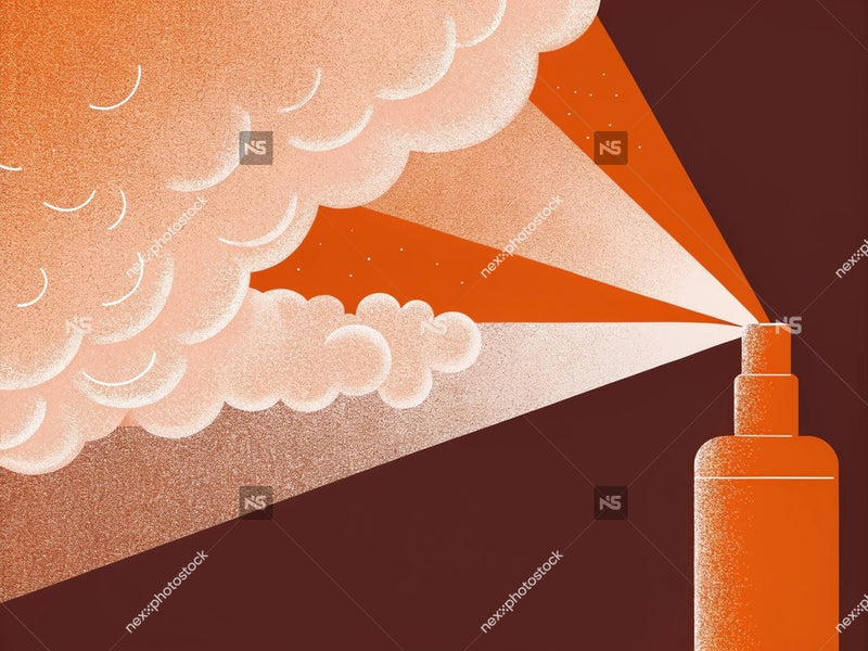 Illustration Of A Vintage Style Poster An Orange Factory With Smoke And Clouds Emanating From Its Top Set Against A Red Sky Background — Stock Illustration