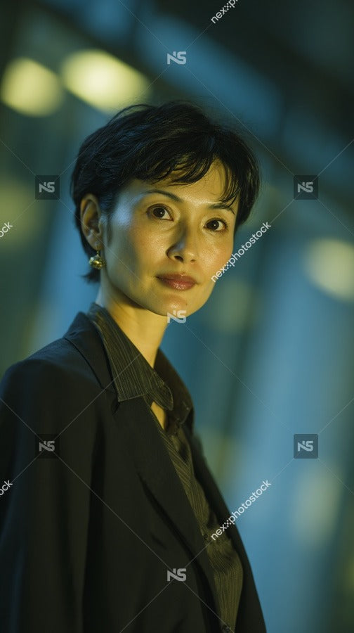 Asian Woman In Black Jacket — Stock Photo