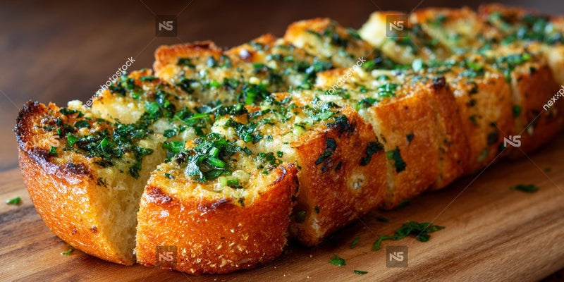 Herbed Bread Loaf Sliced And Displayed On Wooden Cutting Board — Stock Photo