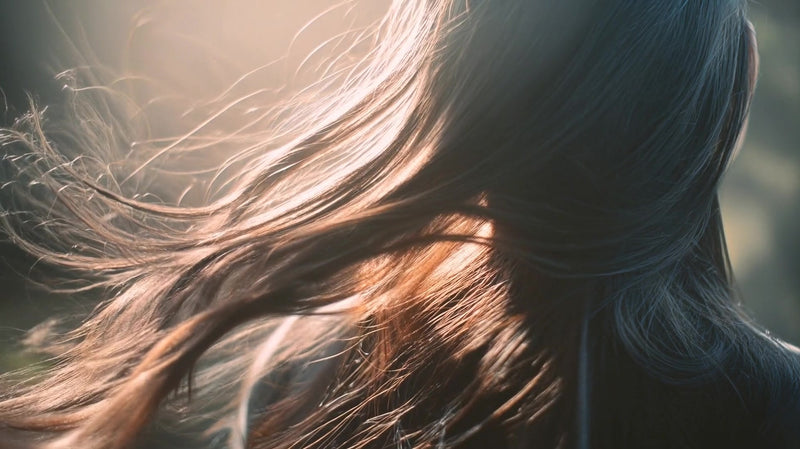woman with long hair captured from behind as she walks with her hair flowing freely in the breeze - Stock Video