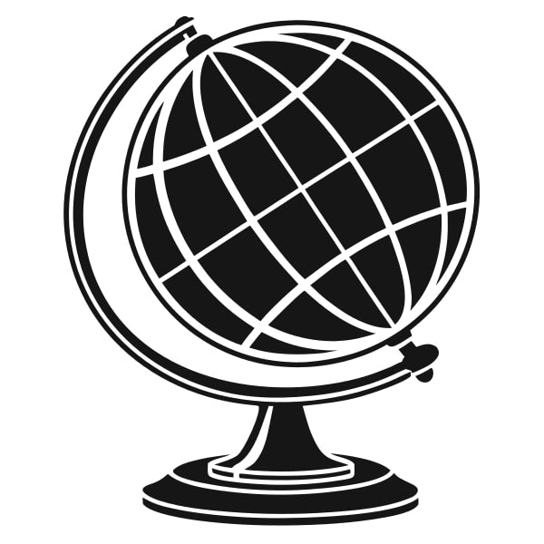 Black And White Illustration Of A Globe On A Stand — Stock Vector