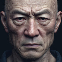 Close Up Portrait Of An Older Man With A Stern Expression Deep Wrinkles And A Serious Gaze — Stock Photo
