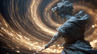 Depicts A Statue In The Process Of Being Crafted With Sparks Flying Around It As It Is Shaped By A Person S Hands — Stock Photo