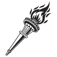 Black And White Illustration Of An Olympic Torch With A Flame On Top Set Against A Plain Background — Stock Vector