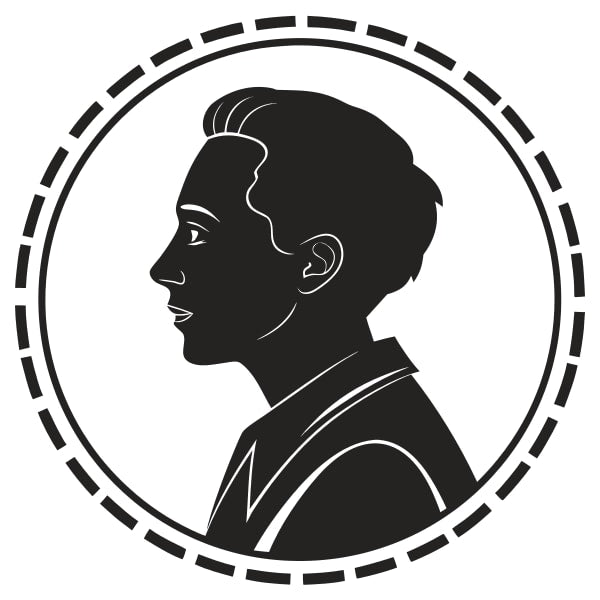 A Black And White Silhouette Of A Man S Profile Depicted In A Circular Frame — Stock Vector