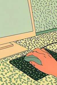Computer Mouse With Hand Resting On It — Stock Illustration