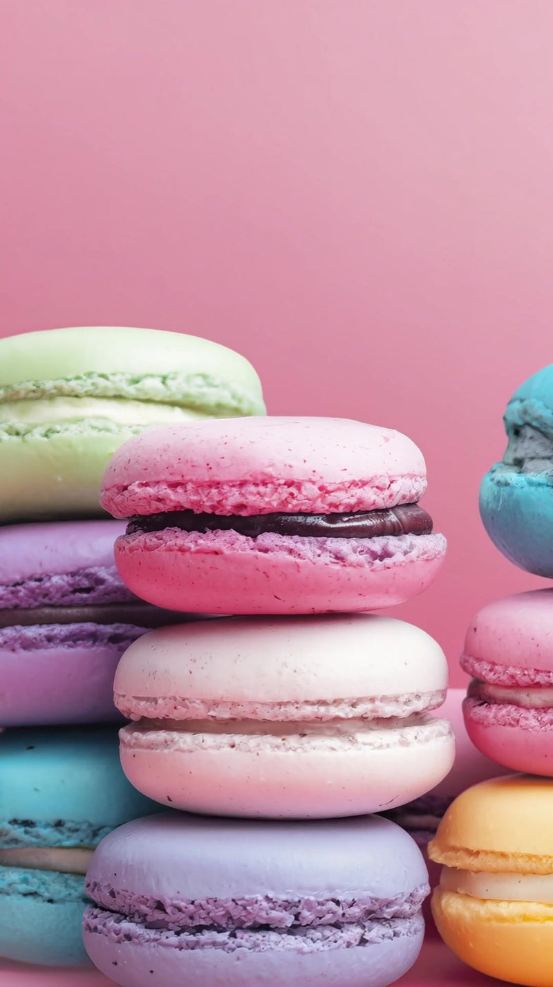 colorful macarons stacked in a pile - Stock Video