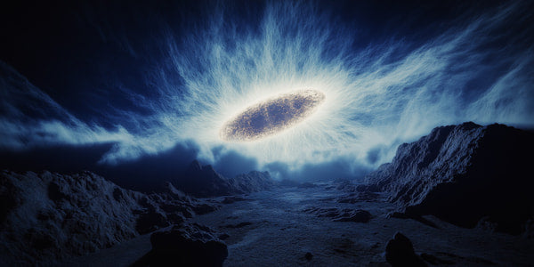 A Blue Hole In The Sky With A Bright Light Emanating From Within It Set Against A Dark Background — Stock Photo